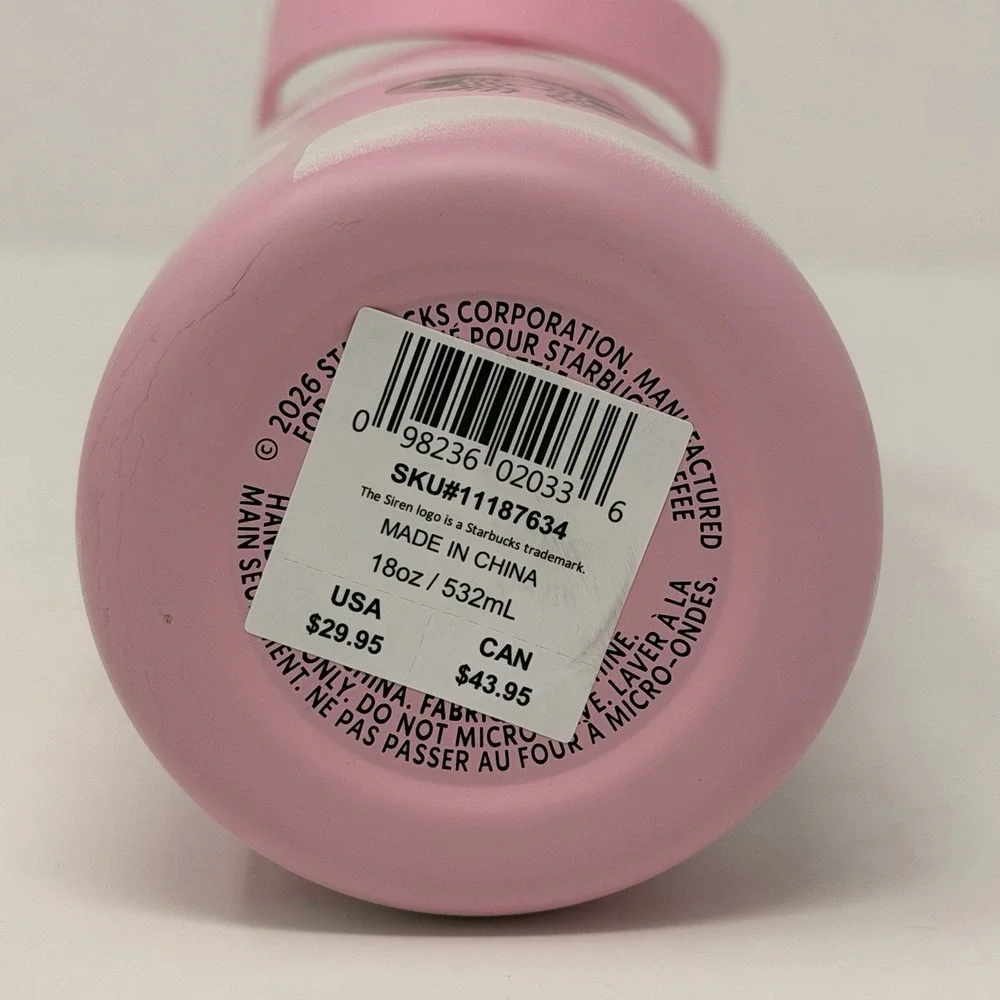 Starbucks Pink Drink 2026 Swirl Water Bottle 18oz Stainless Steel NWT